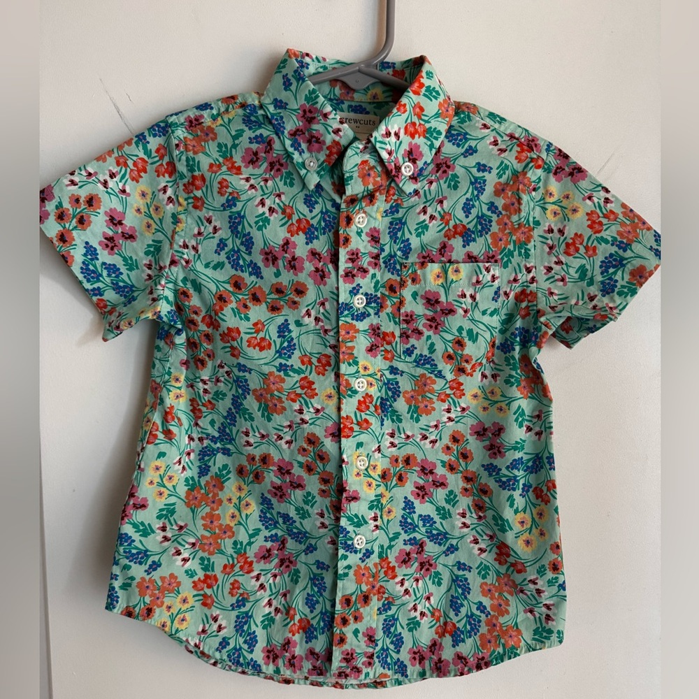 J.Crew Crewcuts Boys Short-Sleeve Floral Button Down Shirt — Size 3